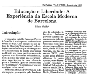 Artigo-GALLO, S. Educação e Liberdade A Experiência da Escola Moderna de Barcelona_1992